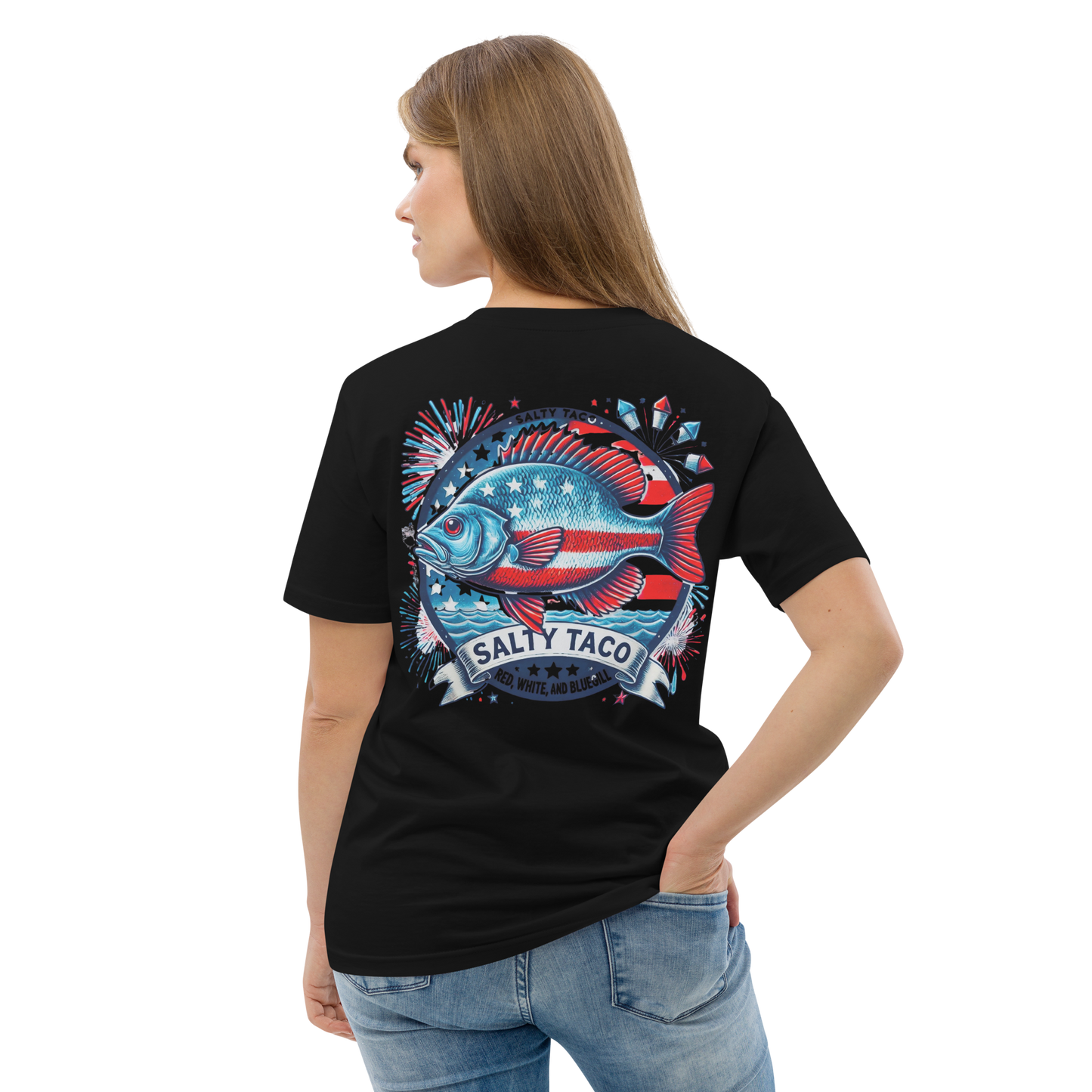Salty Taco Outfitters Red, White, and Bluegill Unisex organic cotton t-shirt