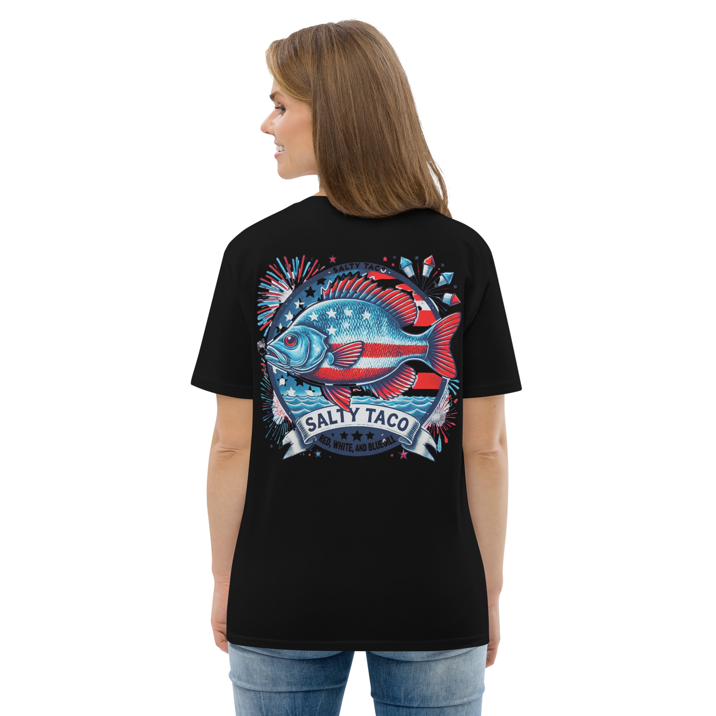 Salty Taco Outfitters Red, White, and Bluegill Unisex organic cotton t-shirt
