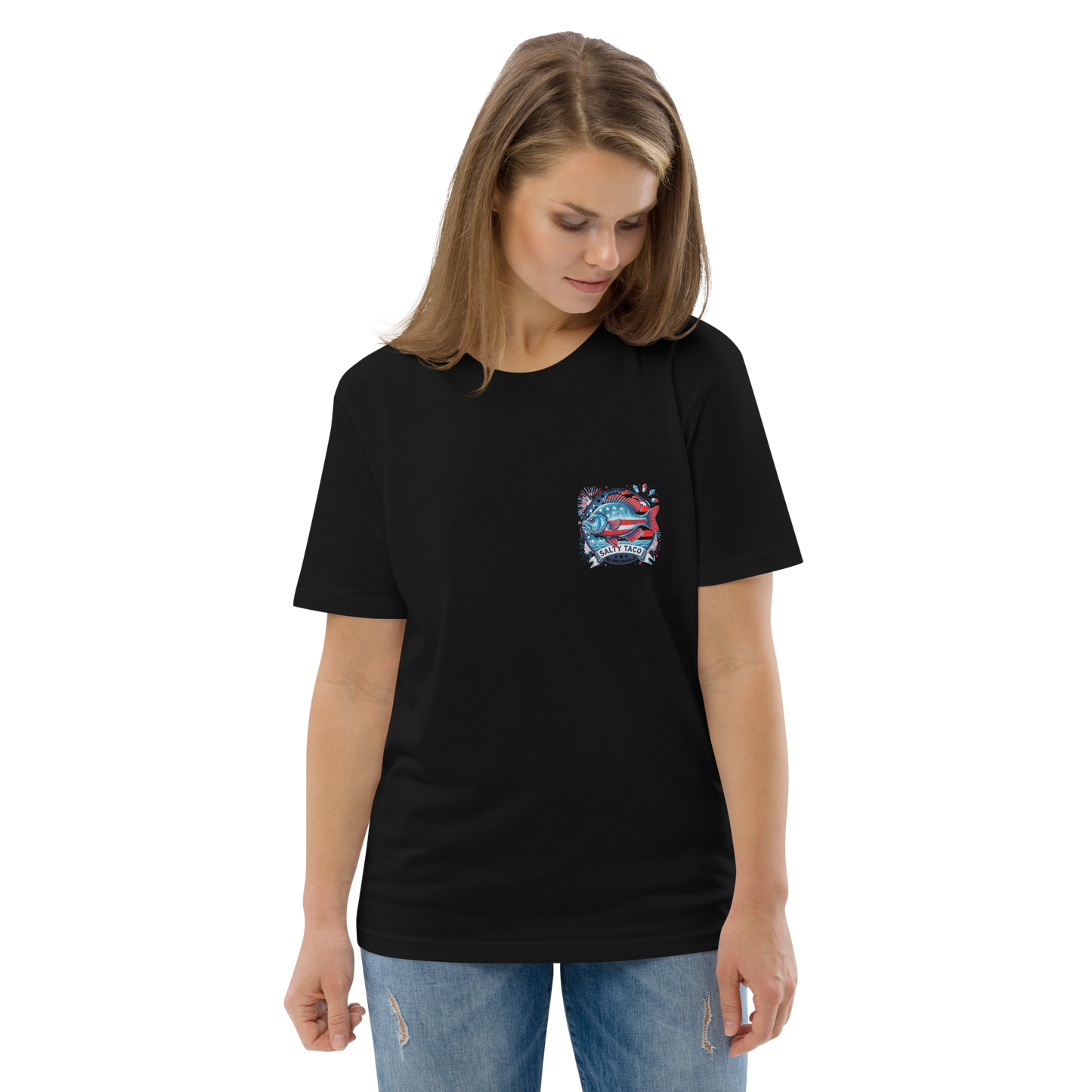 Salty Taco Outfitters Red, White, and Bluegill Unisex organic cotton t-shirt