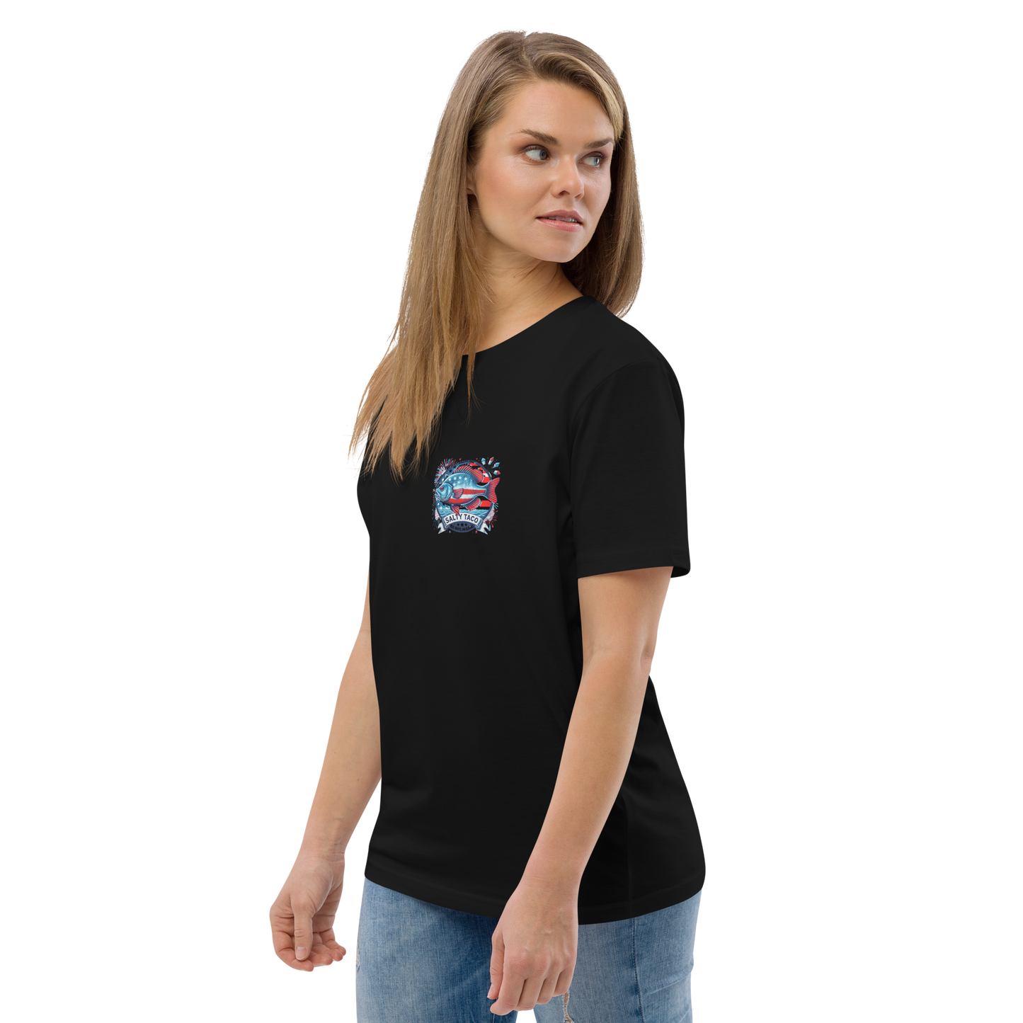 Salty Taco Outfitters Red, White, and Bluegill Unisex organic cotton t-shirt