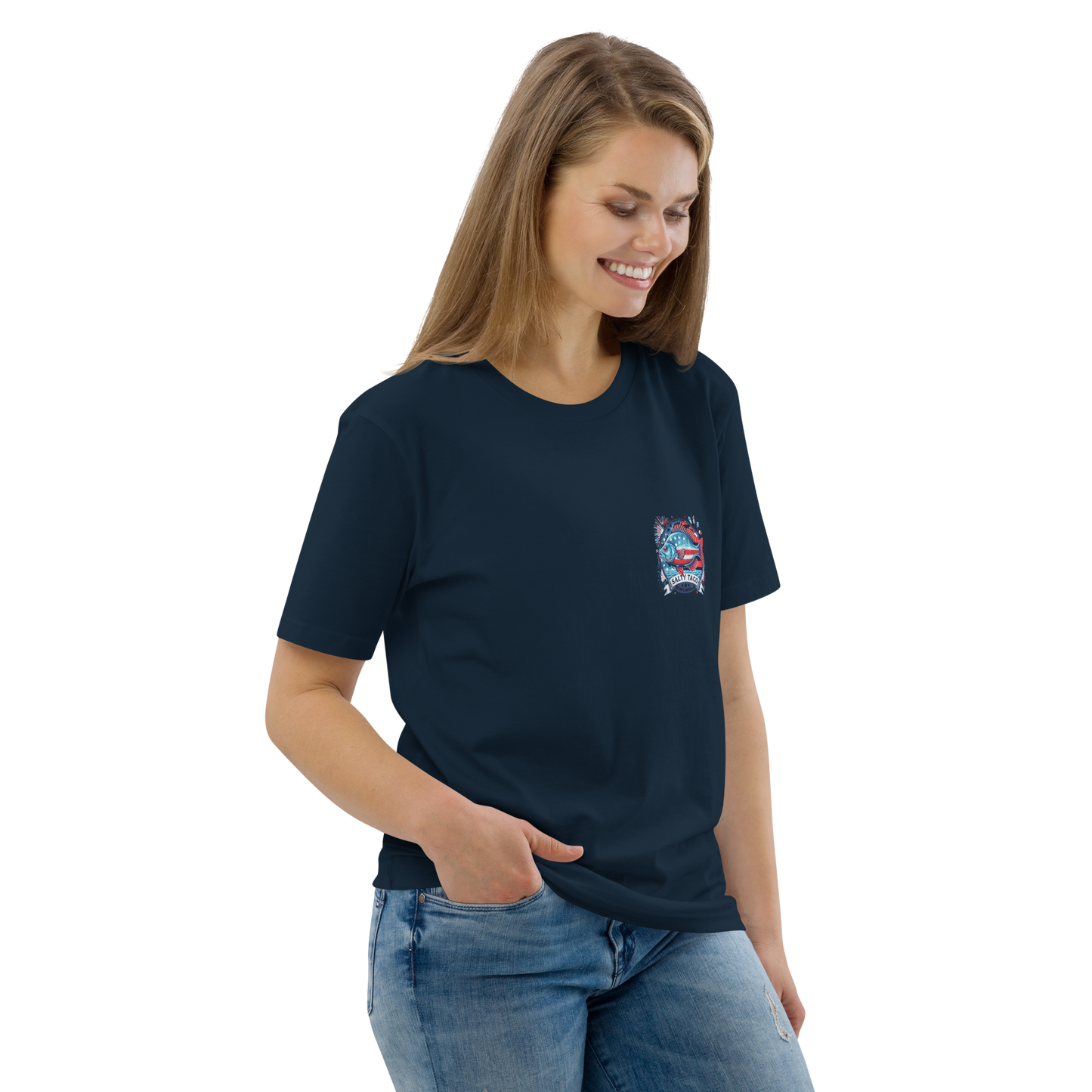 Salty Taco Outfitters Red, White, and Bluegill Unisex organic cotton t-shirt