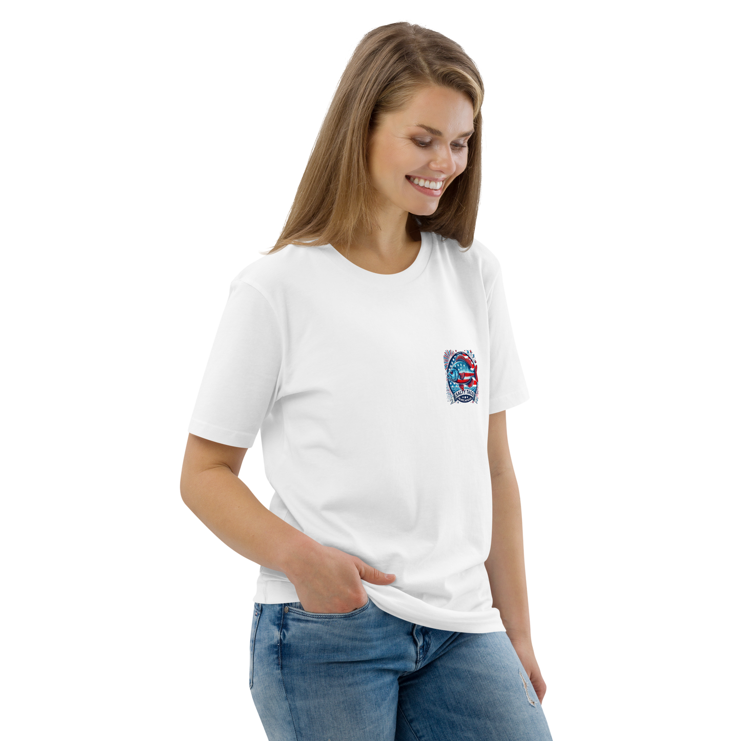 Salty Taco Outfitters Red, White, and Bluegill Unisex organic cotton t-shirt